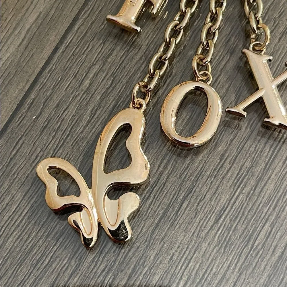 FOXER Gold-tone Fox Letter & Butterfly Keychain Bag Charm